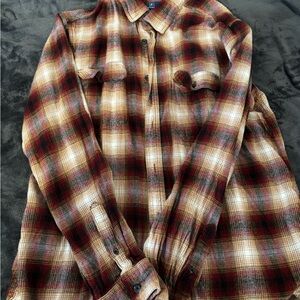 George Men's Red and Brown Plaid Button Down Shirt